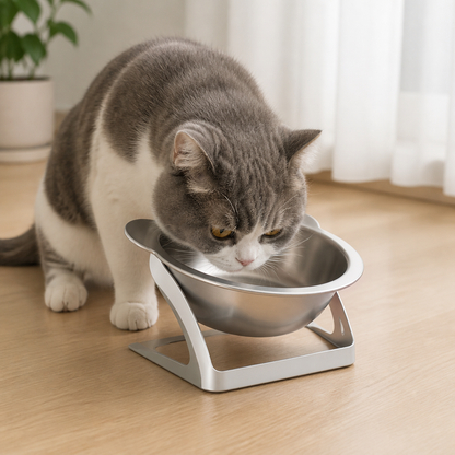 Ortekor Elevated 15° Tilt Stainless Steel Cat Bowl