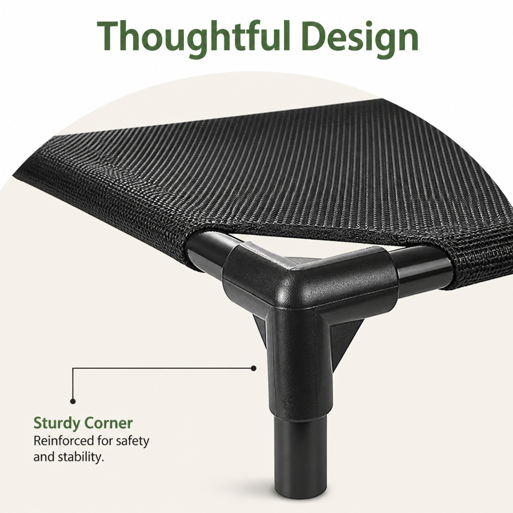 Ortekor Elevated Breathable Mesh Dog Bed (Guardrail)