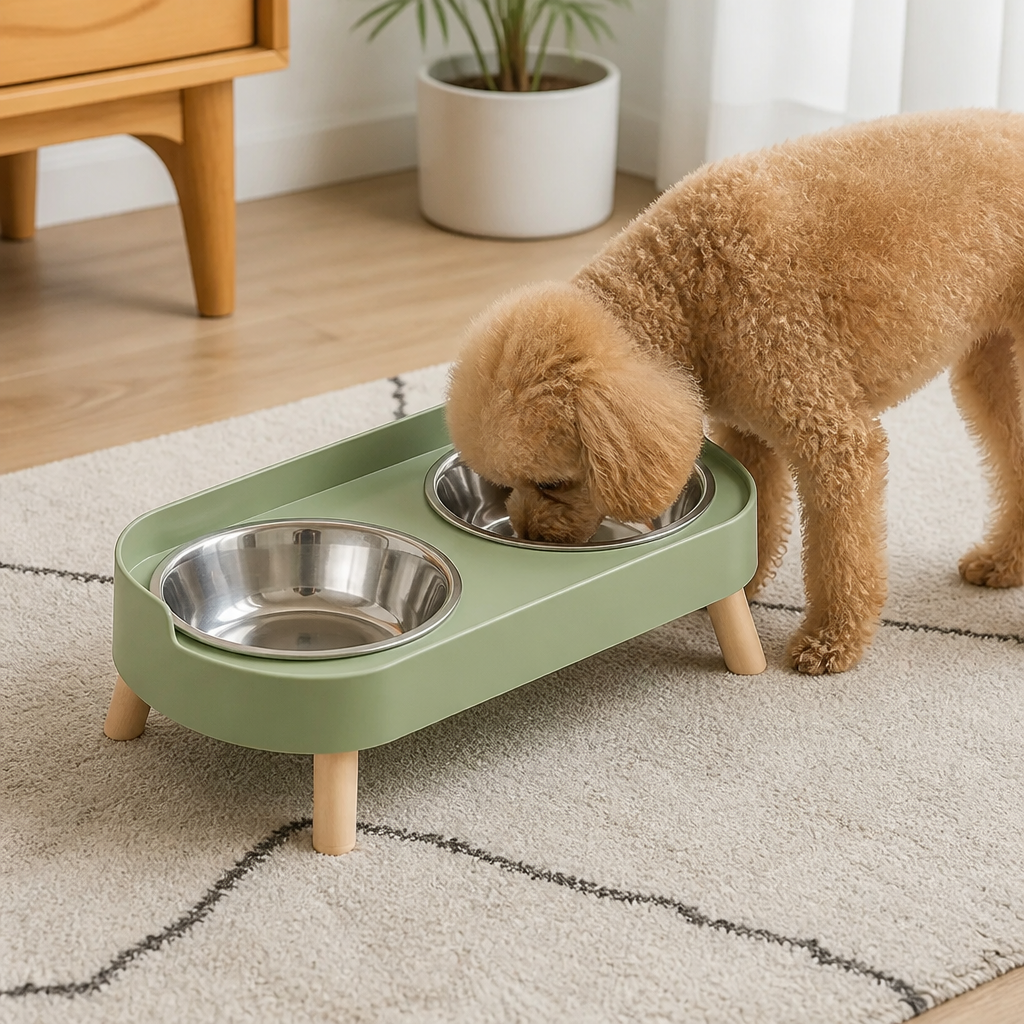 Ortekor Elevated Neck-Support Pet Feeder (Dual Removable Stainless Bowls)