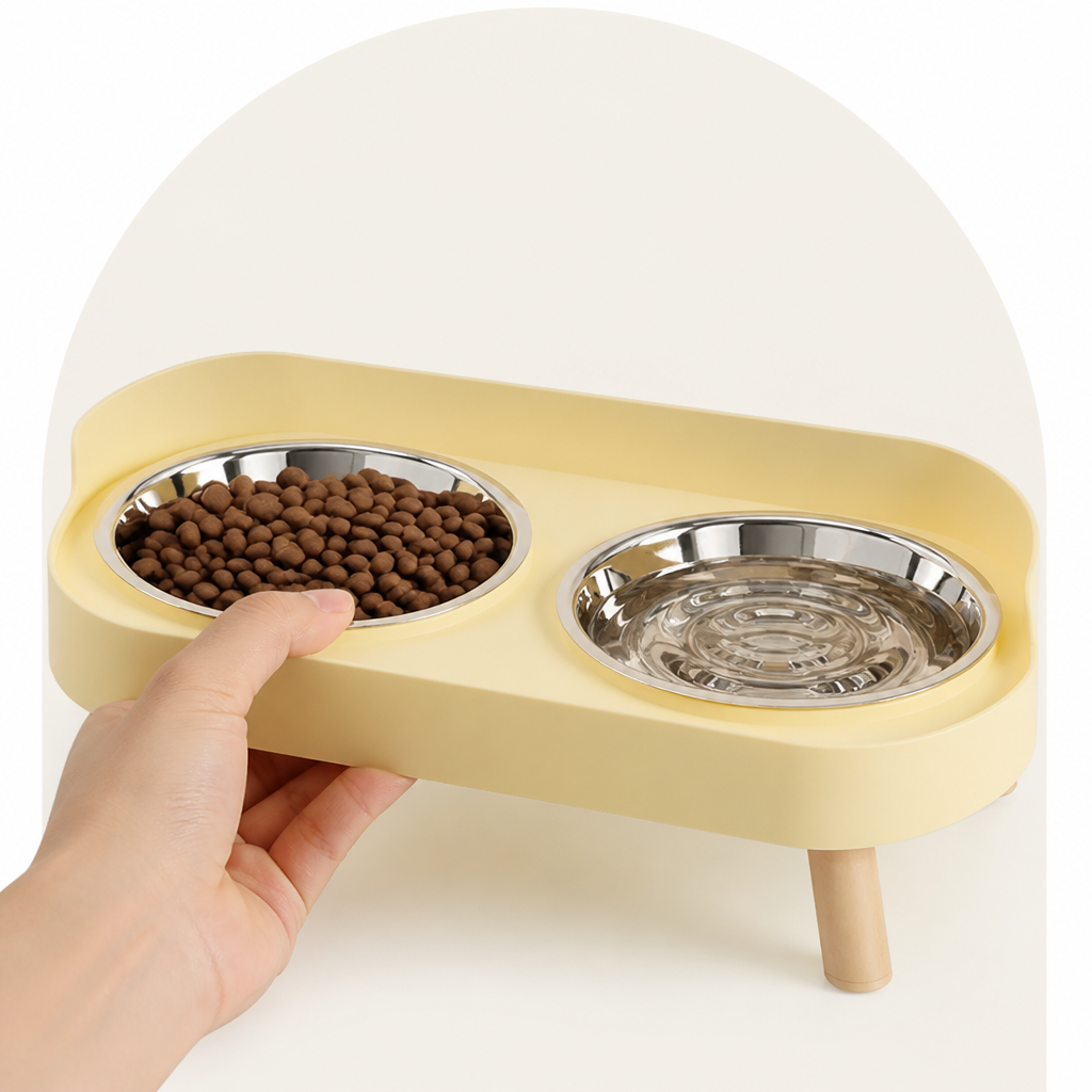 Ortekor Elevated Neck-Support Pet Feeder (Dual Removable Stainless Bowls)