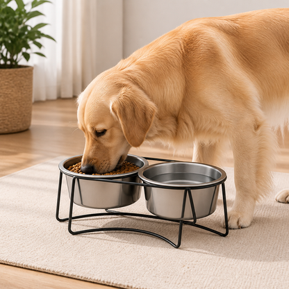 Ortekor Elevated Stainless Steel Anti-Tip Slow Feeder Bowl