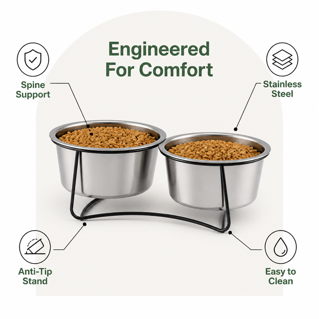 Ortekor Elevated Stainless Steel Anti-Tip Slow Feeder Bowl