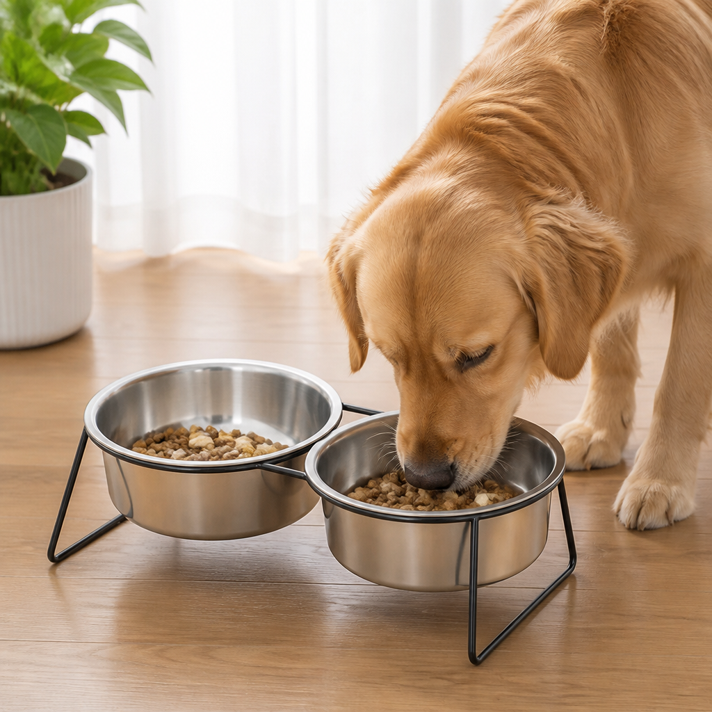 Ortekor Elevated Stainless Steel Anti-Tip Slow Feeder Bowl