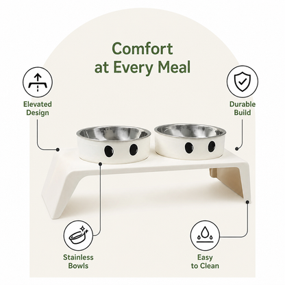 Ortekor Elevated Stainless Steel Double-Bowl Pet Feeder (Small-Medium)