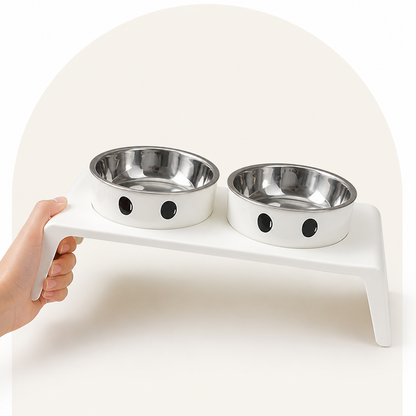 Ortekor Elevated Stainless Steel Double-Bowl Pet Feeder (Small-Medium)
