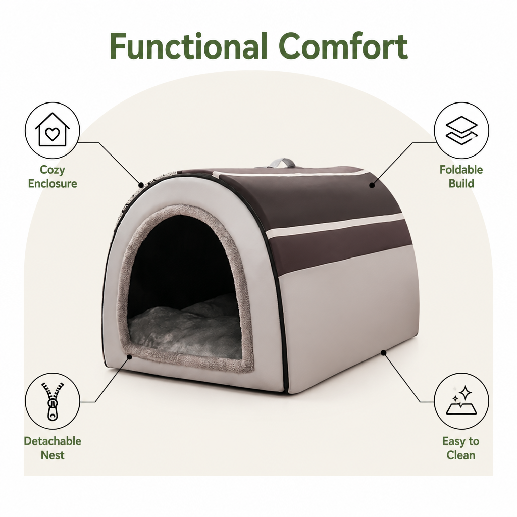 Ortekor Enclosed Foldable Cave Dog Bed (Removable Nest)