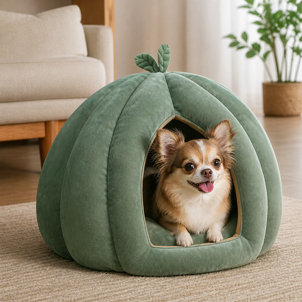 Ortekor Enclosed Pumpkin & Thick Flannel Pet Bed