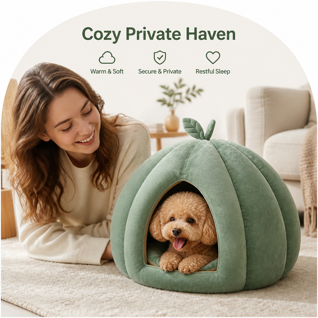 Ortekor Enclosed Pumpkin & Thick Flannel Pet Bed