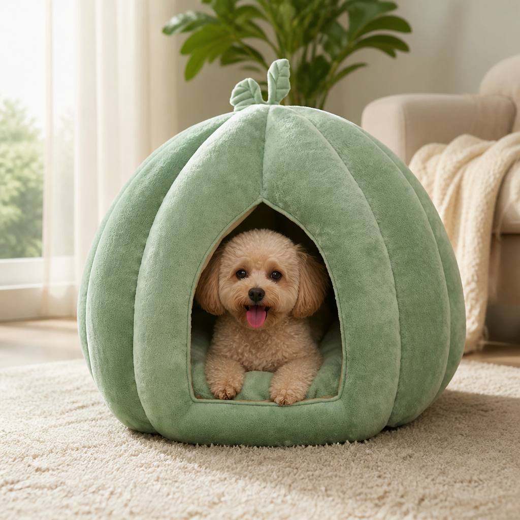 Ortekor Enclosed Pumpkin & Thick Flannel Pet Bed