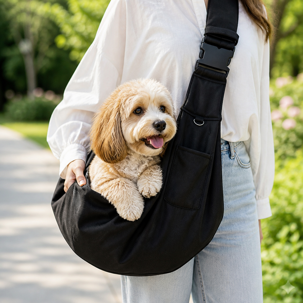 Ortekor Ergonomic Hands‑Free Crossbody Pet Sling Carrier (Fits Pets Up To 14.3 lb)