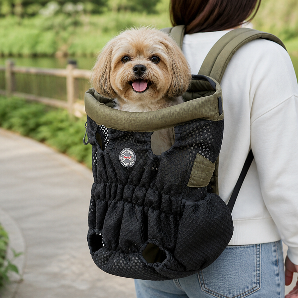 Ortekor Ergonomic Padded-Strap & Safety-Rope Dog Carrier Backpack