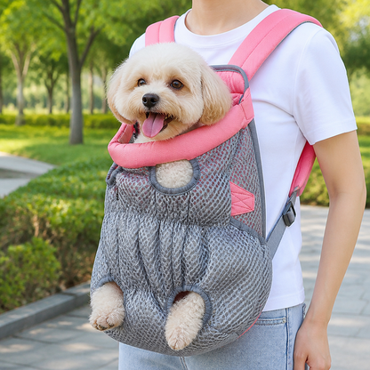 Ortekor Ergonomic Padded-Strap & Safety-Rope Dog Carrier Backpack