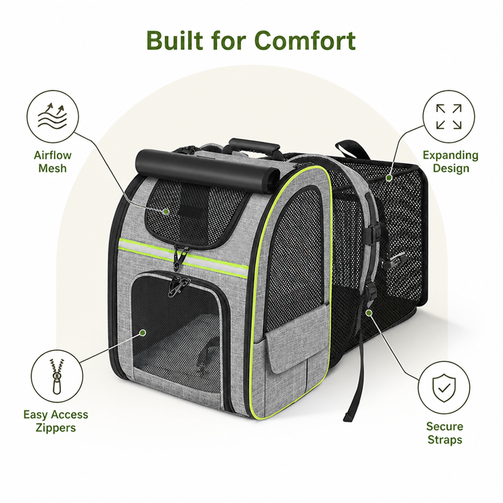 Ortekor Expandable Breathable Mesh Cat Carrier Backpack (Integrated Shade Cover)