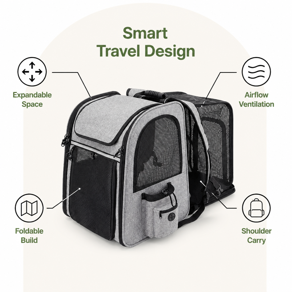 Ortekor Expandable & Foldable Breathable Pet Backpack
