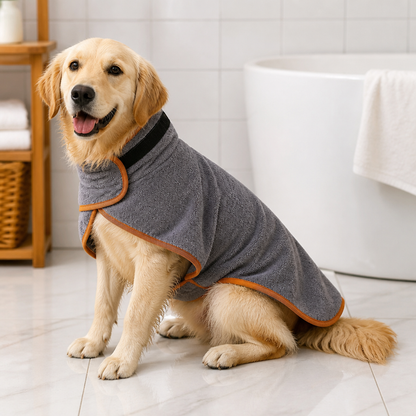 Ortekor Fast-Drying Microfiber & Adjustable Fit Dog Bathrobe