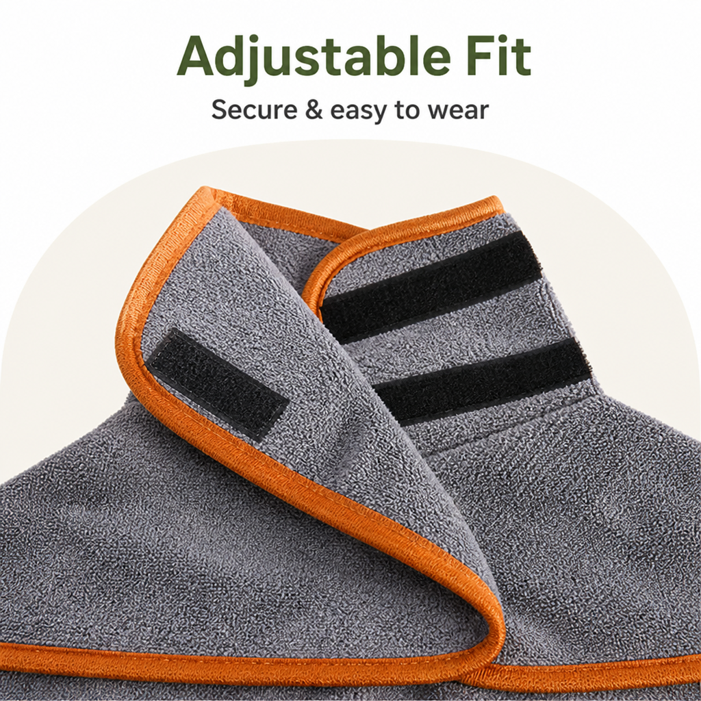 Ortekor Fast-Drying Microfiber & Adjustable Fit Dog Bathrobe