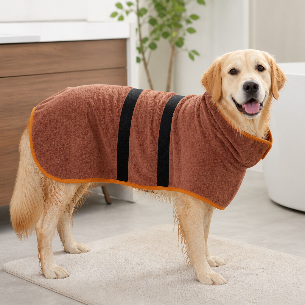 Ortekor Fast-Drying Microfiber & Adjustable Fit Dog Bathrobe