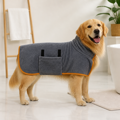 Ortekor Fast-Drying Microfiber & Adjustable Fit Dog Bathrobe