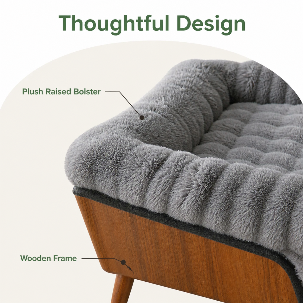 Ortekor Fluffy Plush Washable Bolster Bed