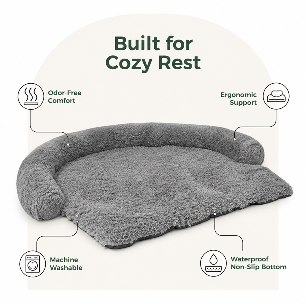 Ortekor Fluffy Plush Waterproof & Non-Slip Bolster Bed