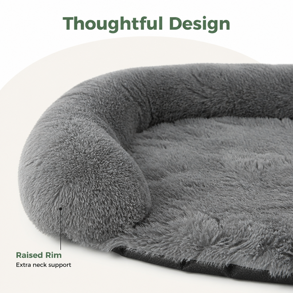 Ortekor Fluffy Plush Waterproof & Non-Slip Bolster Bed