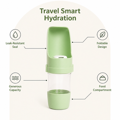 Ortekor Foldable 2-In-1 Travel Water Bottle (Integrated Bowl)