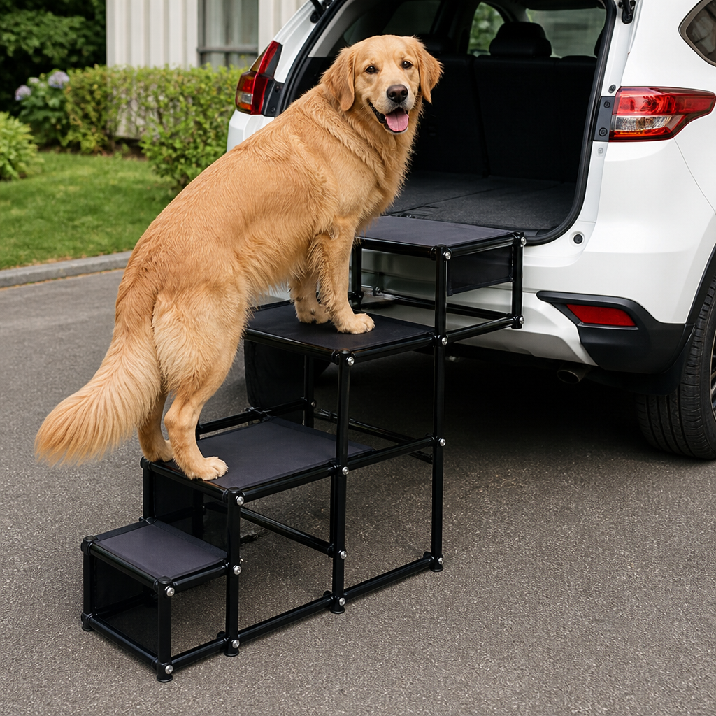 Ortekor Foldable 4-Step Anti-Slip Oxford Dog Ramp