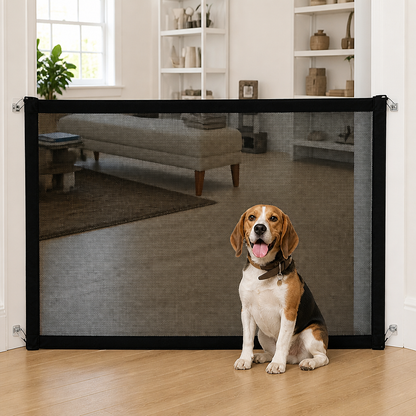 Ortekor Foldable Breathable Mesh Dog Gate (Includes 6 Hooks)