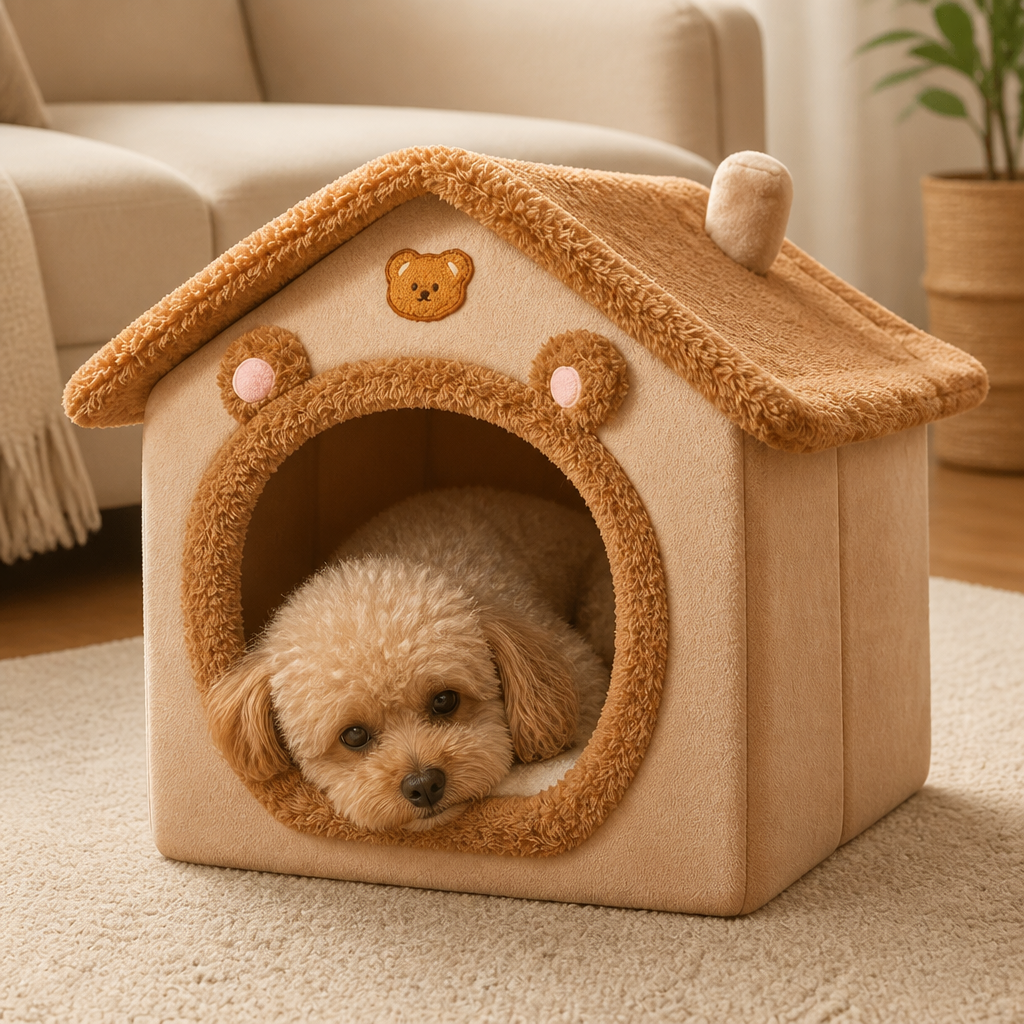 Ortekor Foldable Fleece-Lined Rebound Foam Pet House