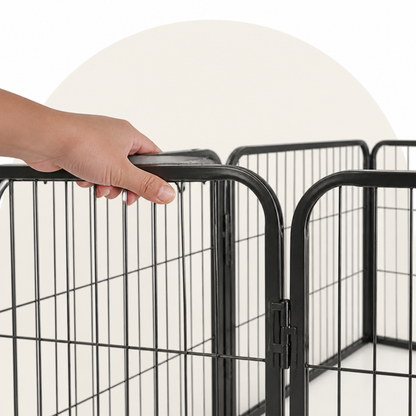 Ortekor Foldable Heavy-Duty Wood & Steel Pet Playpen
