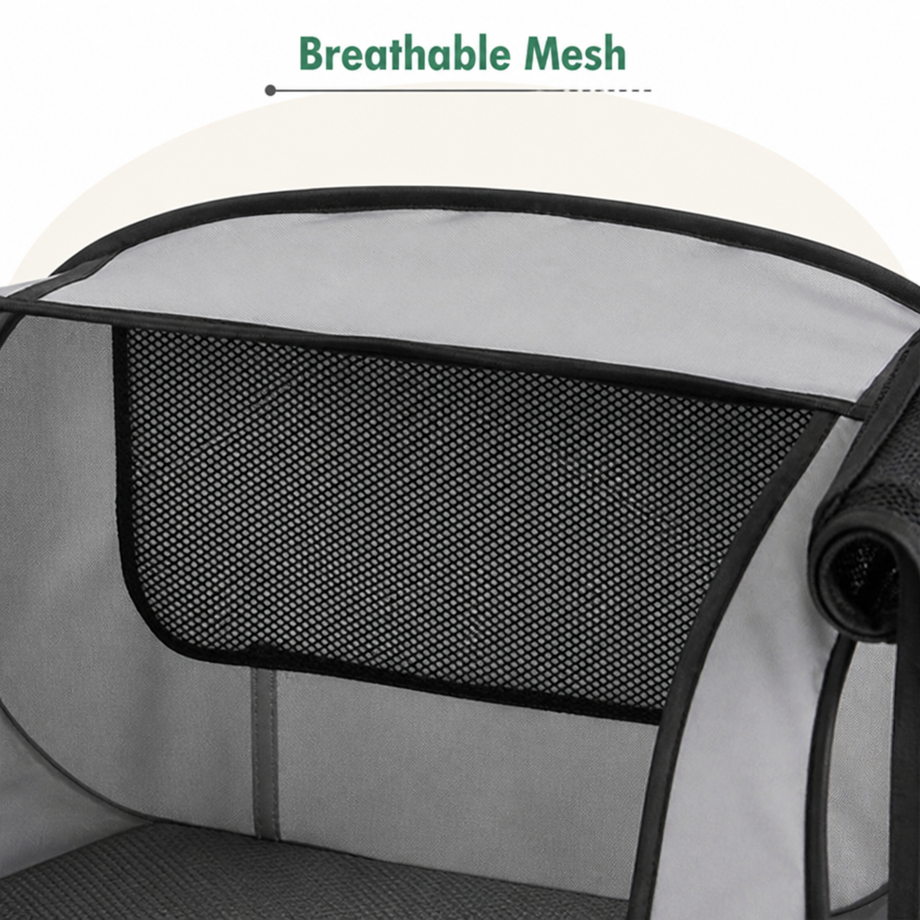 Ortekor Foldable Oxford & Mesh Travel Crate (Carry Bag Included)