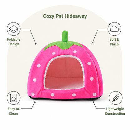 Ortekor Foldable Plush Pet Tent (Strawberry Shape)