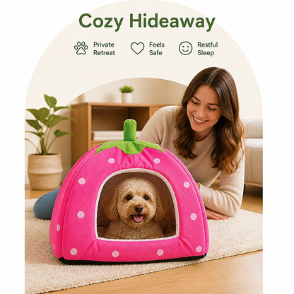 Ortekor Foldable Plush Pet Tent (Strawberry Shape)