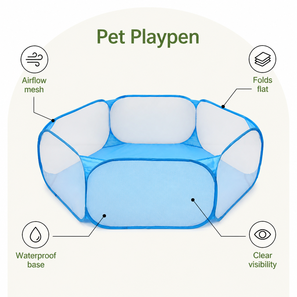 Ortekor Foldable Pop-Up & Breathable Mesh Pet Playpen