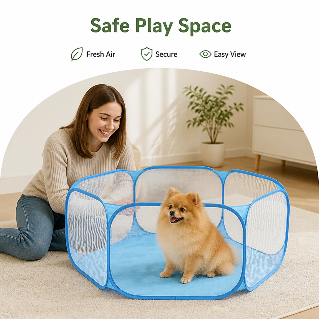 Ortekor Foldable Pop-Up & Breathable Mesh Pet Playpen