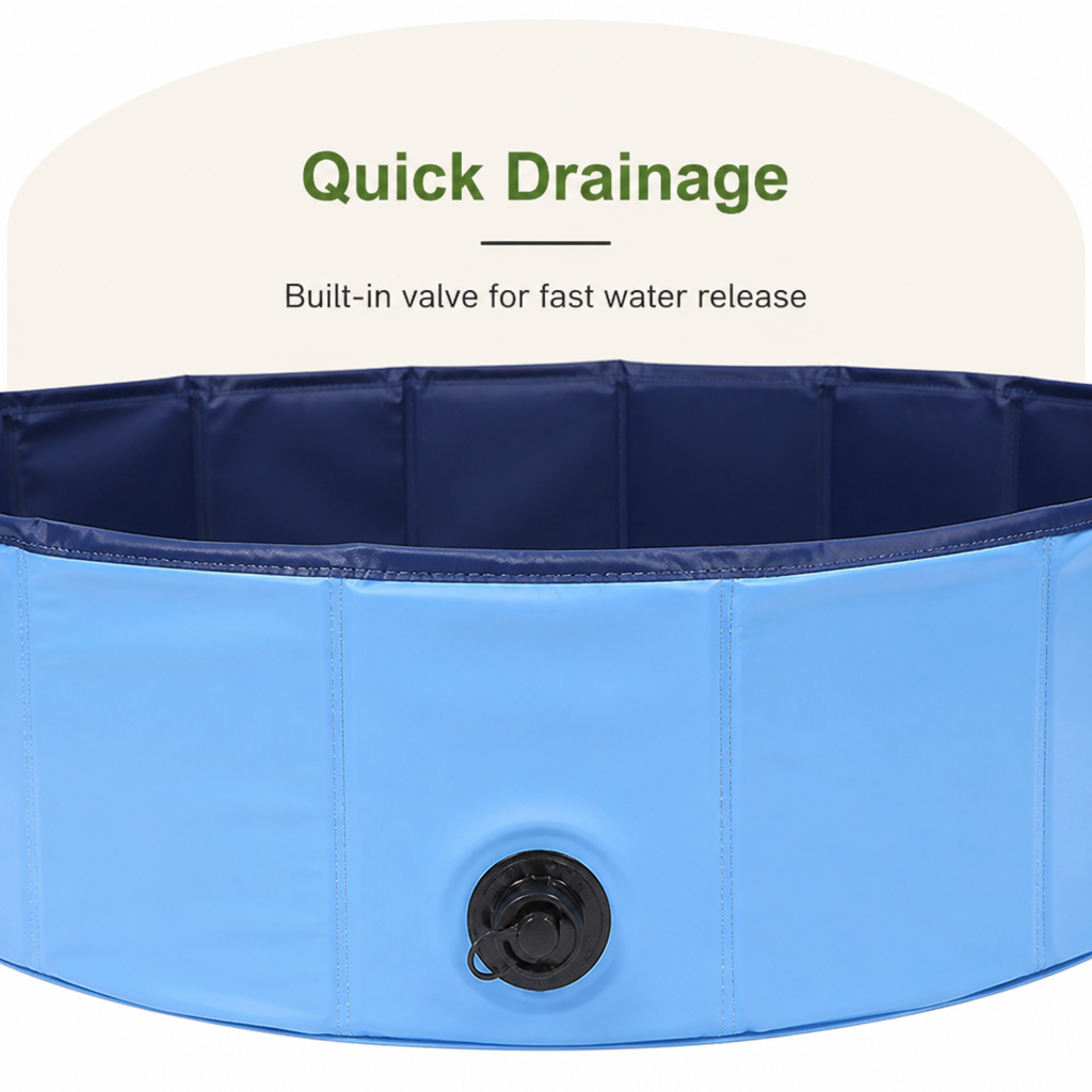Ortekor Foldable Portable Dog Pool (Drain Valve)