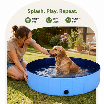 Ortekor Foldable Portable Dog Pool (Drain Valve)