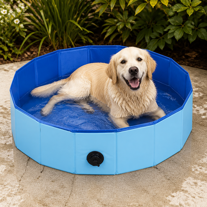 Ortekor Foldable Portable Dog Pool (Drain Valve)
