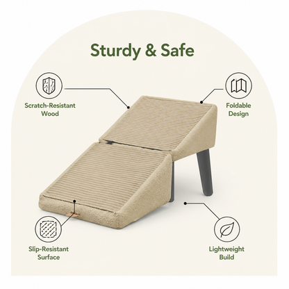 Ortekor Foldable Scratch-Resistant Wood Pet Ramp (Slip-Resistant Surface)