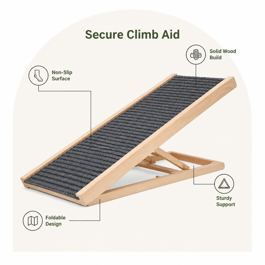 Ortekor Foldable Solid Wood & Non-Slip Pet Ramp