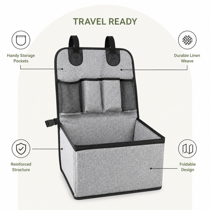 Ortekor Foldable & Stable Linen Fabric Car Booster Seat (Front Seat)
