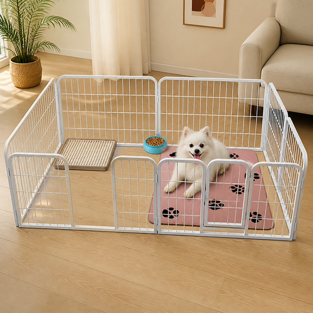 Ortekor Foldable Stainless Steel Dog Playpen (6-Panel)