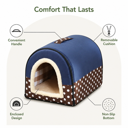 Ortekor Foldable & Washable Enclosed Plush Dog Bed (Removable Cushion)