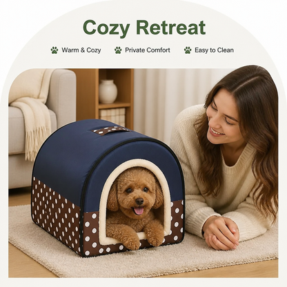 Ortekor Foldable & Washable Enclosed Plush Dog Bed (Removable Cushion)