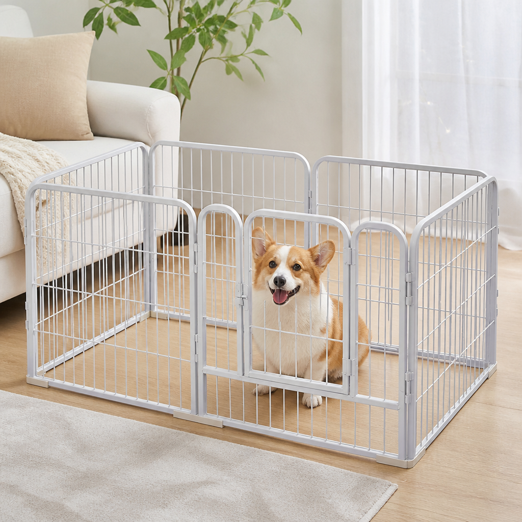 Ortekor Foldable Wood & Steel Pet Playpen