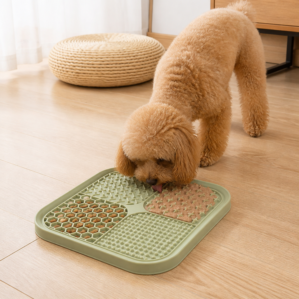 Ortekor Food-Grade Silicone Suction-Cup Licking Mat (4-Section)