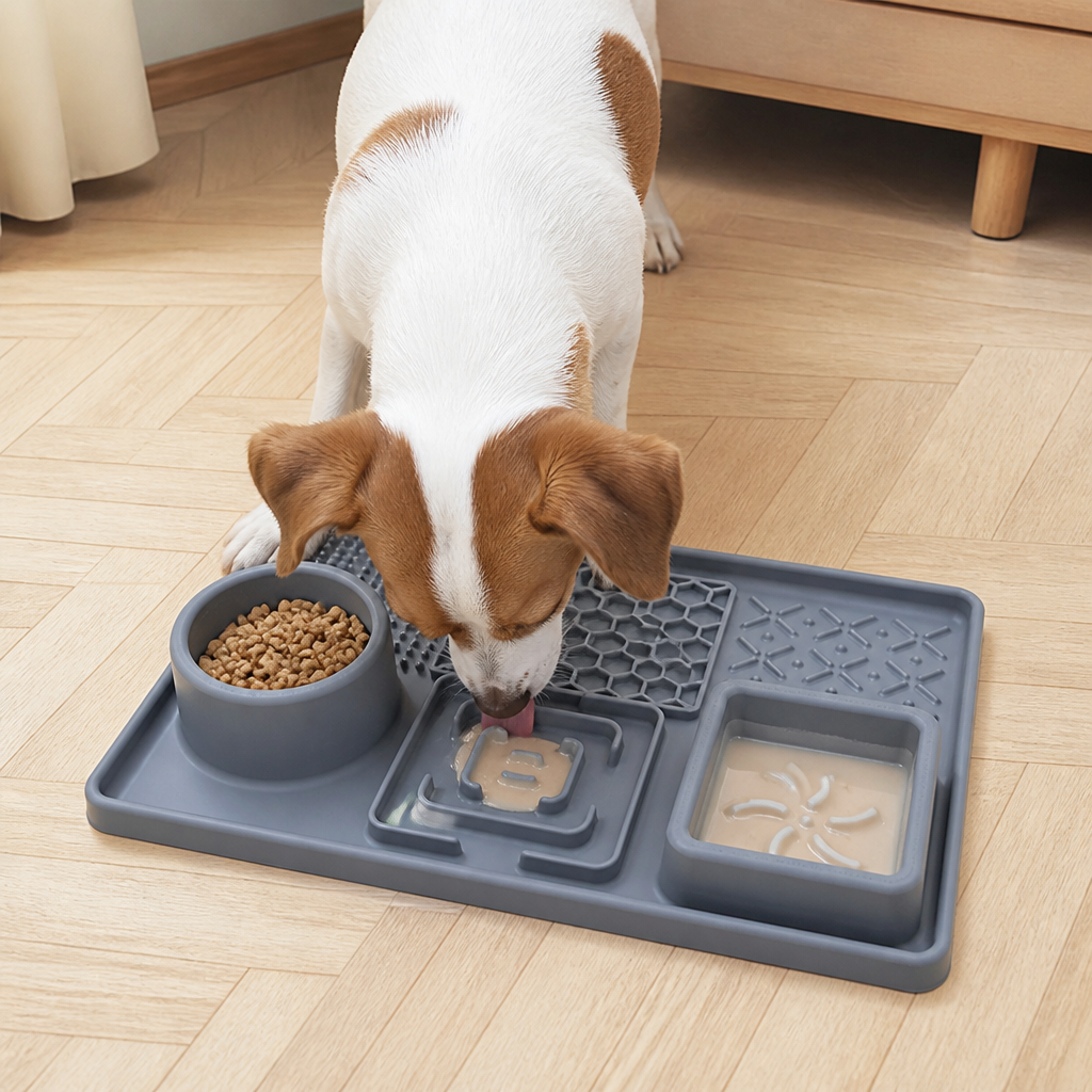Ortekor Food-Grade Silicone Suction-Cup Licking Mat (4-Section)