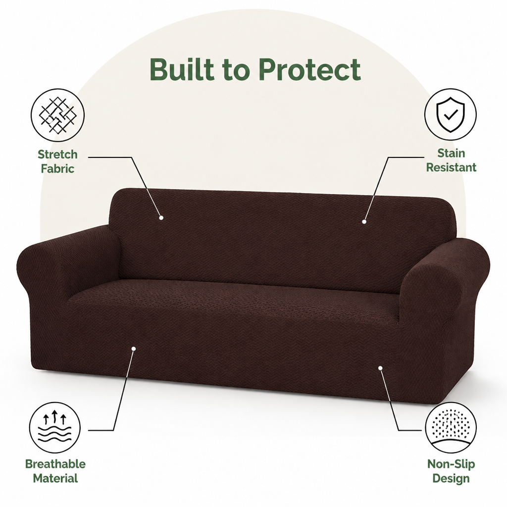 Ortekor Four-Way Stretch & Non-Slip Sofa Cover (Foam Rods)
