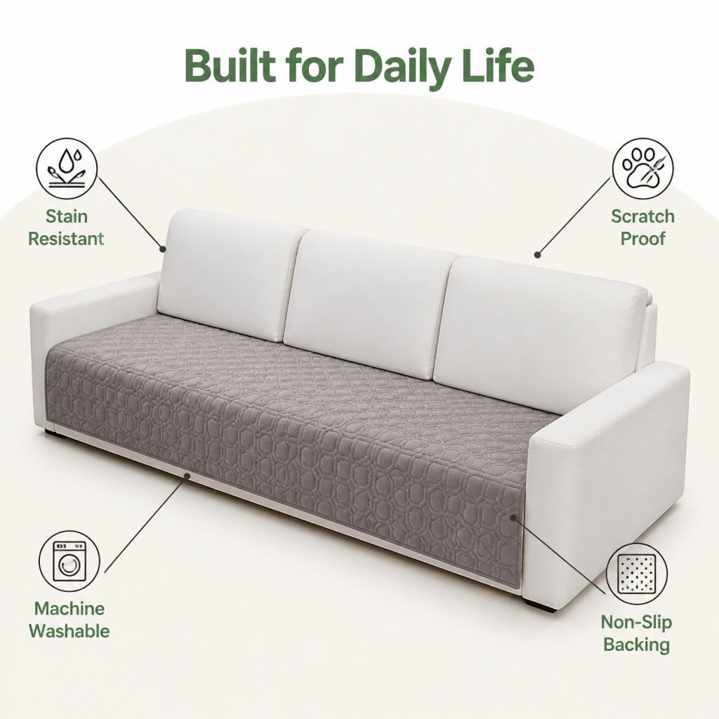 Ortekor Geometric Scratch & Stain-Resistant Sofa Cover (L-Shaped)