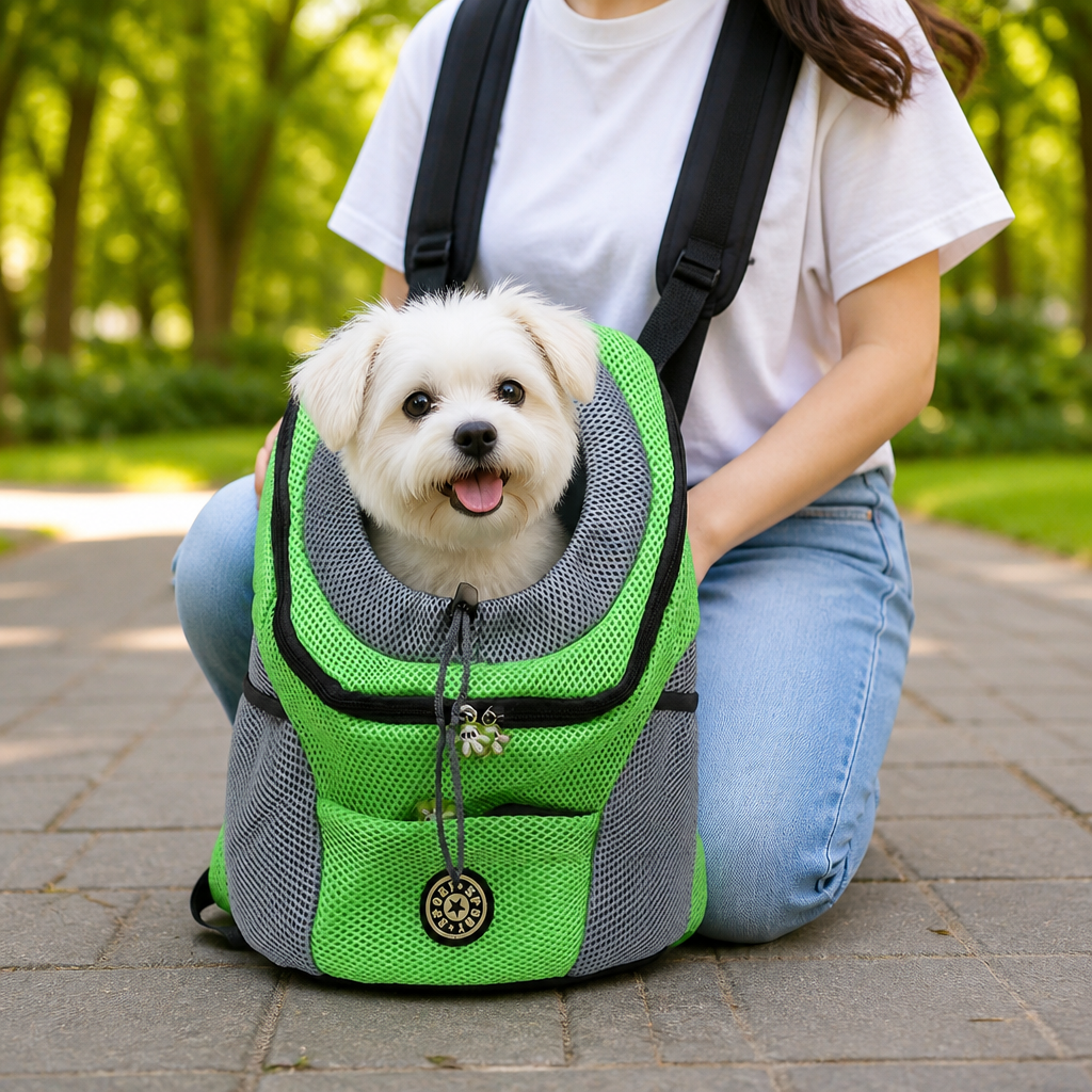 Ortekor Hands-Free & Safety Lock Oxford Mesh Dog Carrier Backpack (Machine-Washable)